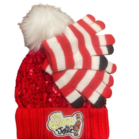The grinch x justice beanie and gloves red - Picture 5 of 5